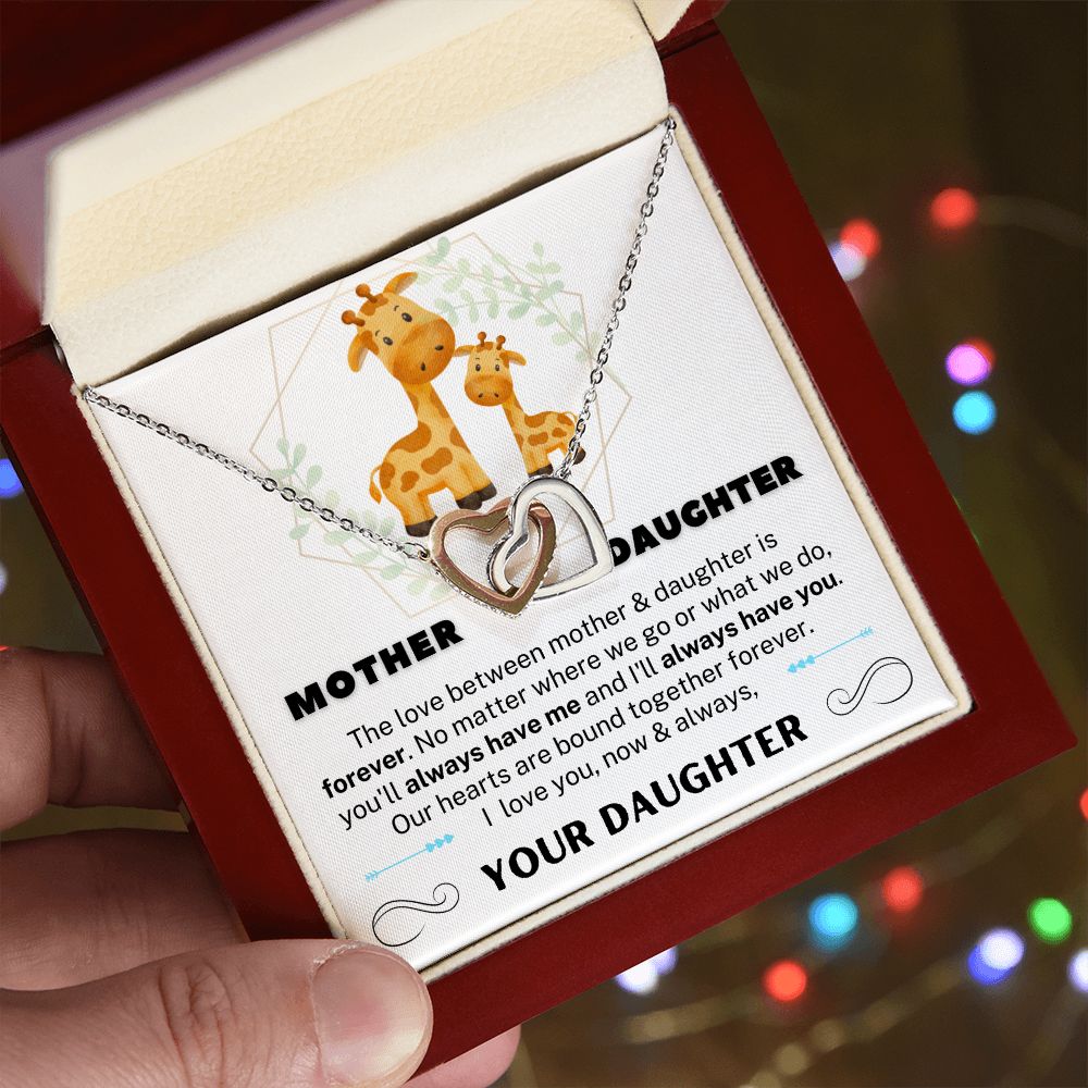 Mother and Daughter Interlocking Heart Necklace