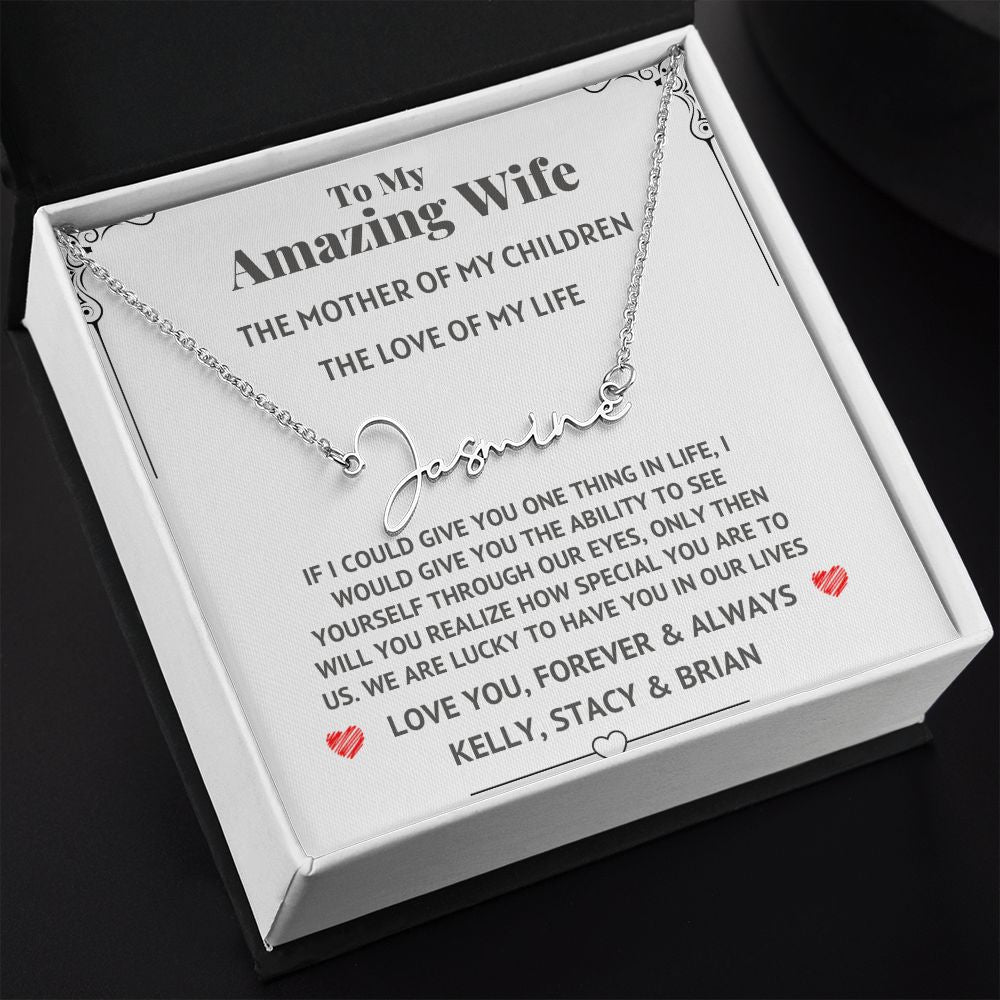 Amazing Wife Signature Custom Necklace