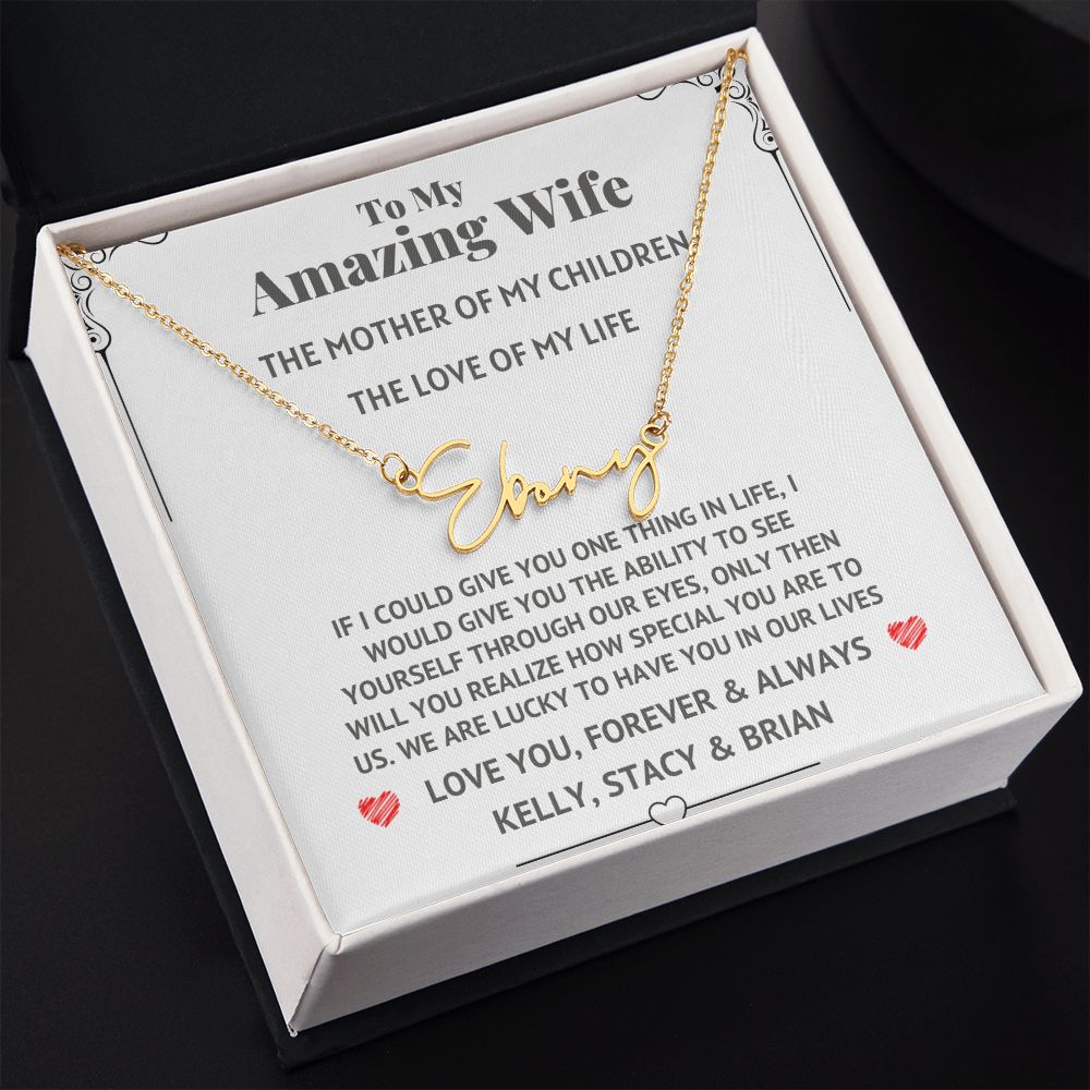 Amazing Wife Signature Custom Necklace