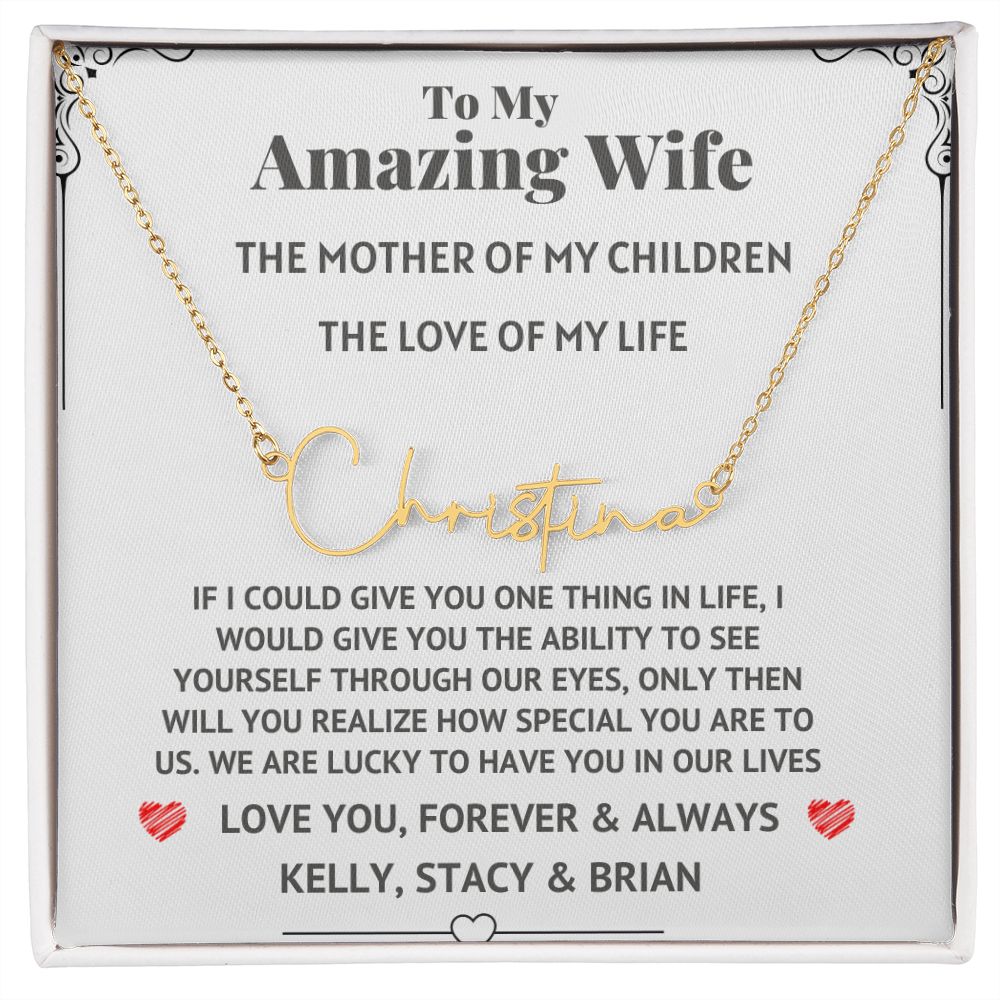 Amazing Wife Signature Custom Necklace