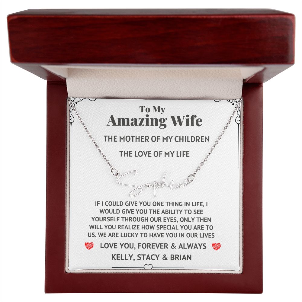 Amazing Wife Signature Custom Necklace