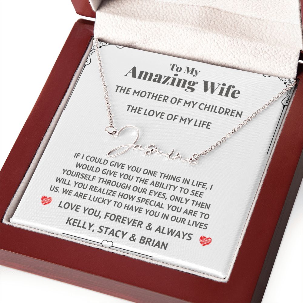 Amazing Wife Signature Custom Necklace