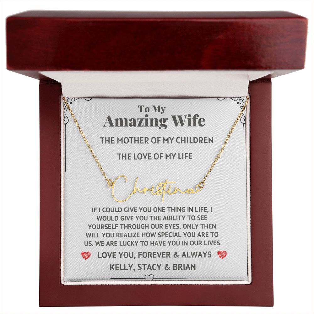 Amazing Wife Signature Custom Necklace