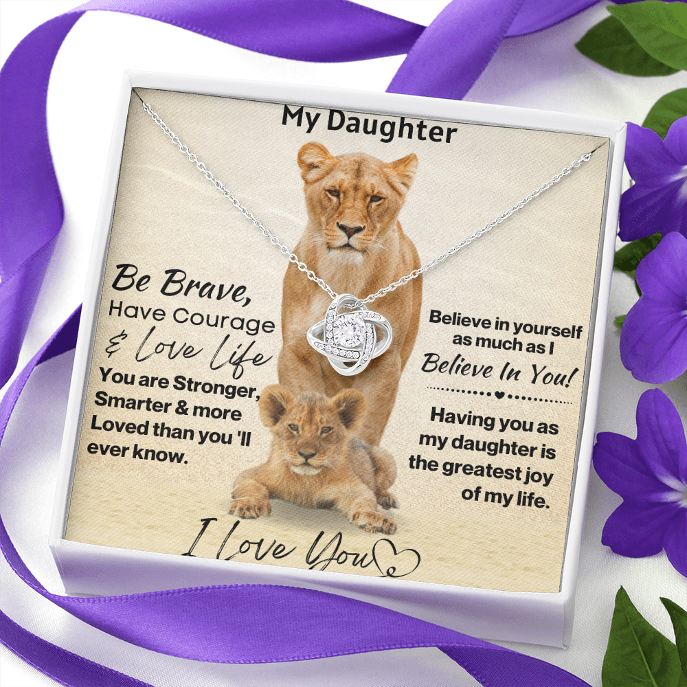 Daughter Be Brave Love Knot Necklace Gift