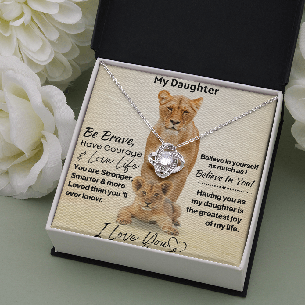 Daughter Be Brave Love Knot Necklace Gift