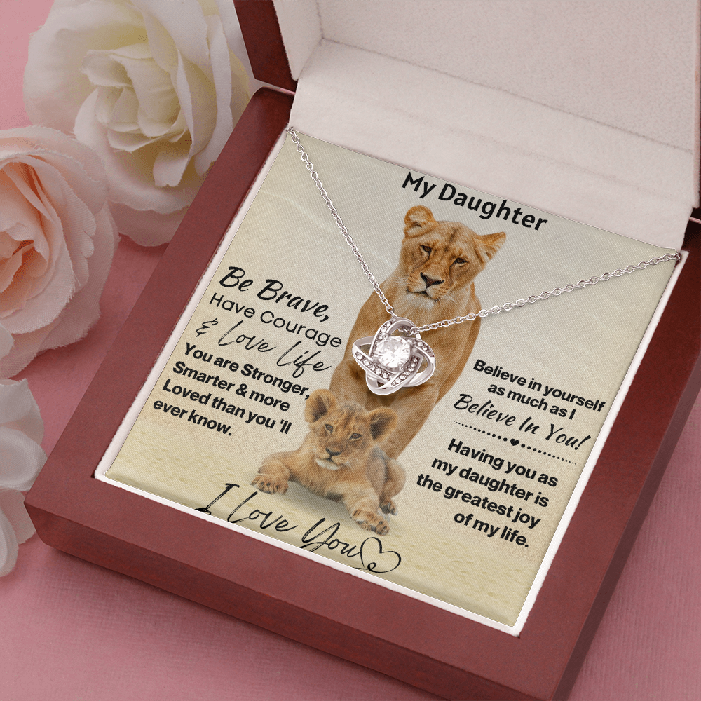 Daughter Be Brave Love Knot Necklace Gift