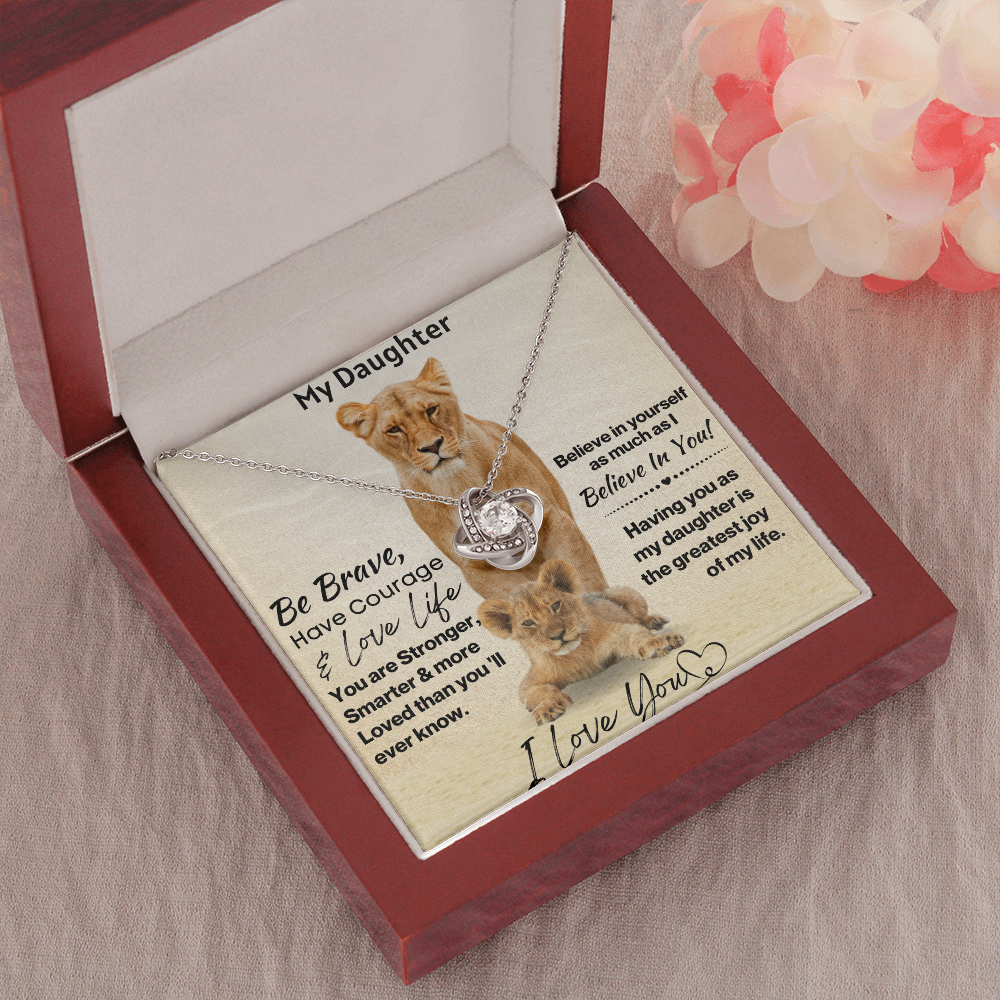 Daughter Be Brave Love Knot Necklace Gift