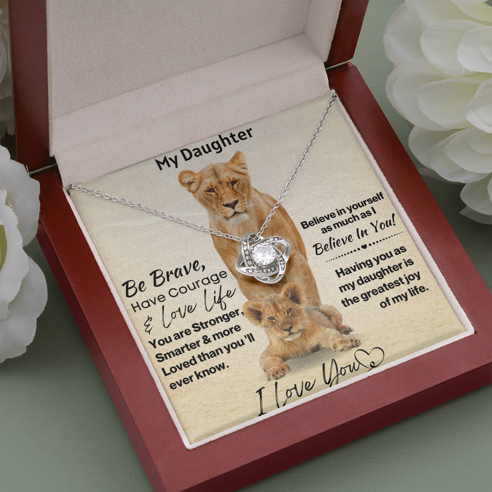 Daughter Be Brave Love Knot Necklace Gift