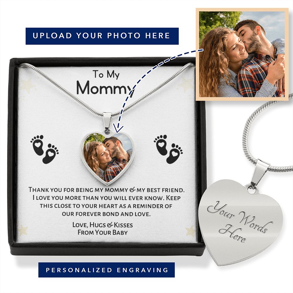 Thank You Mom Custom Heart Photo Necklace