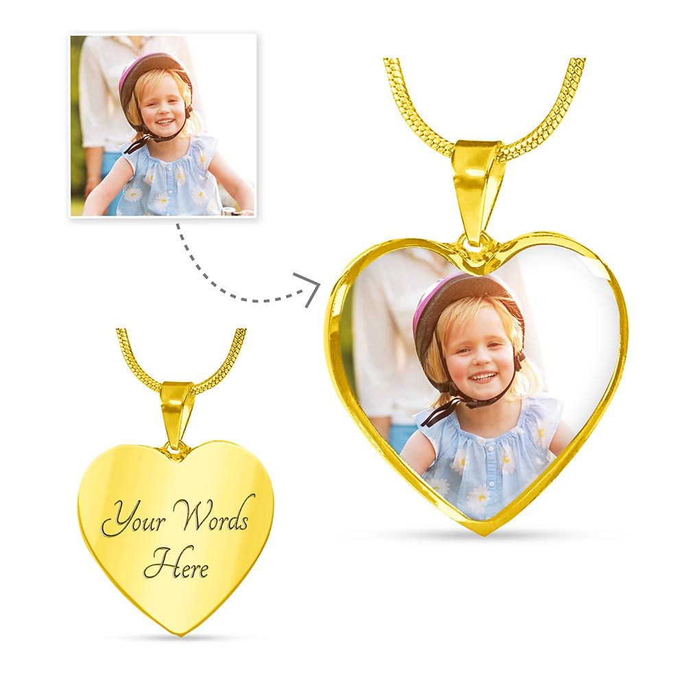 Thank You Mom Custom Heart Photo Necklace