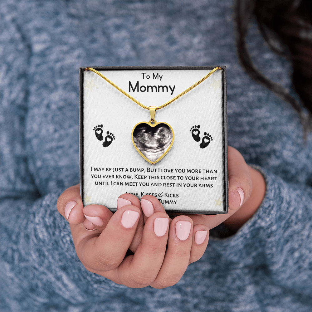 Mother-to-be Sonogram Picture Heart Necklace