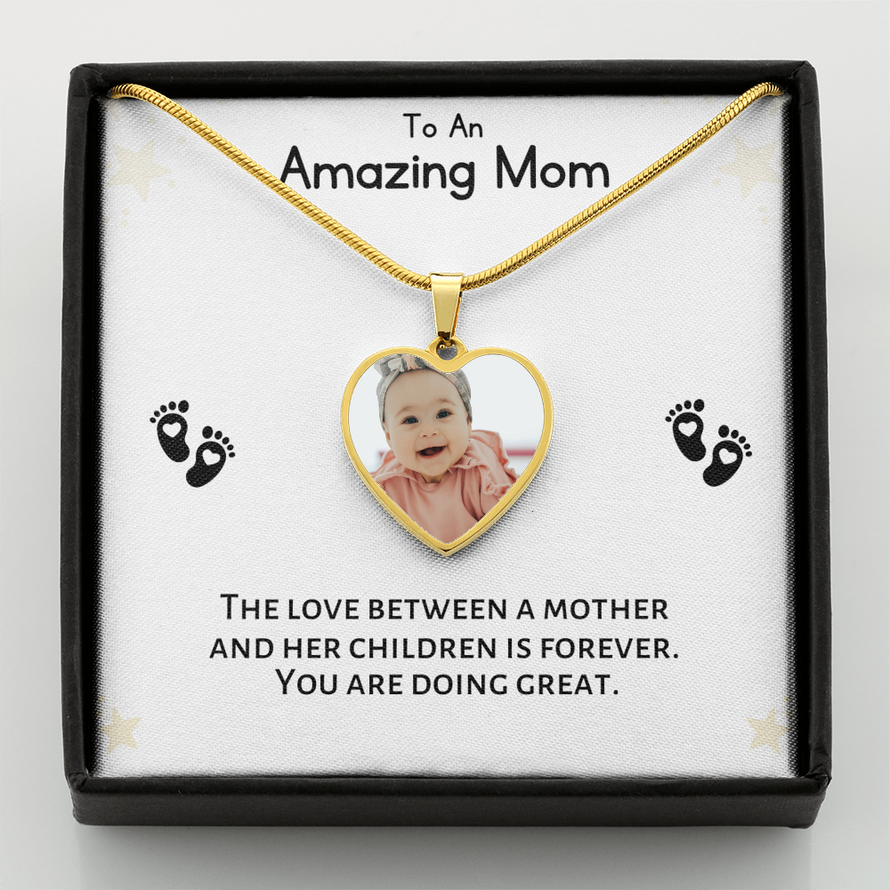 Amazing Mom Custom Picture Heart Necklace