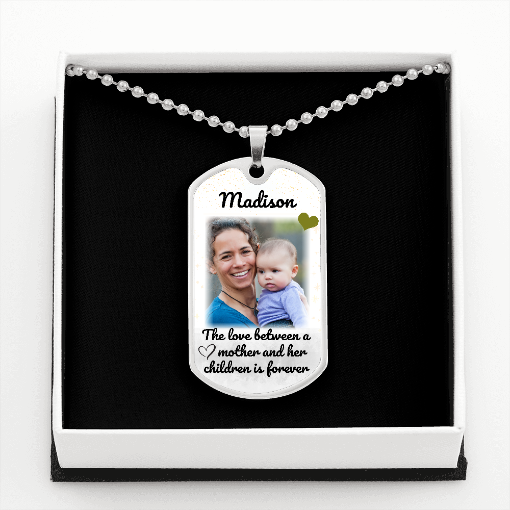 Mother and Children Love Photo Dog-tag Necklace