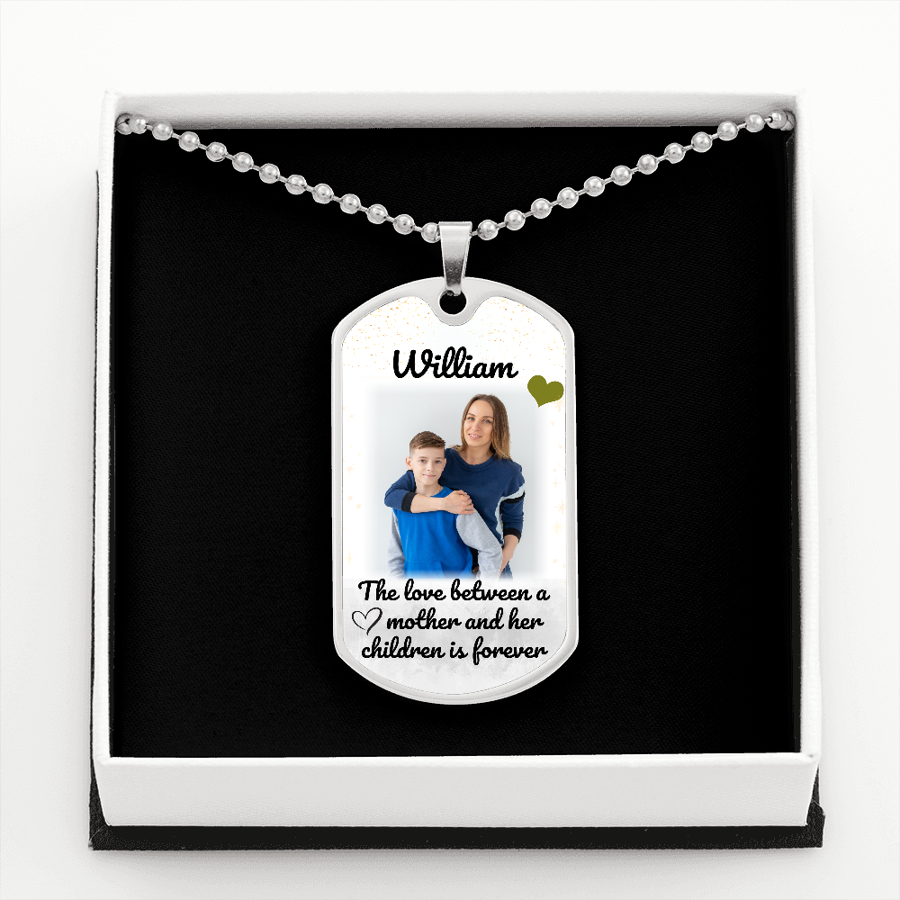Mother and Children Love Photo Dog-tag Necklace