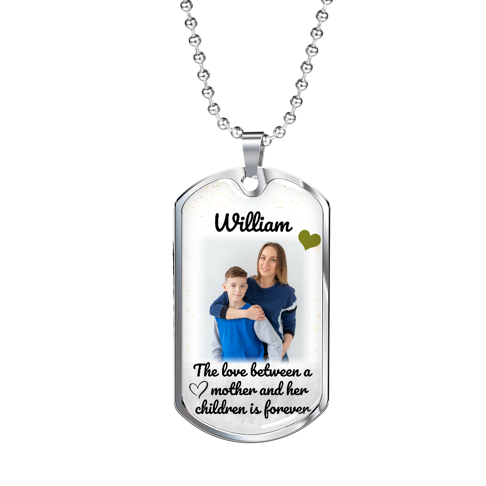 Mother and Children Love Photo Dog-tag Necklace