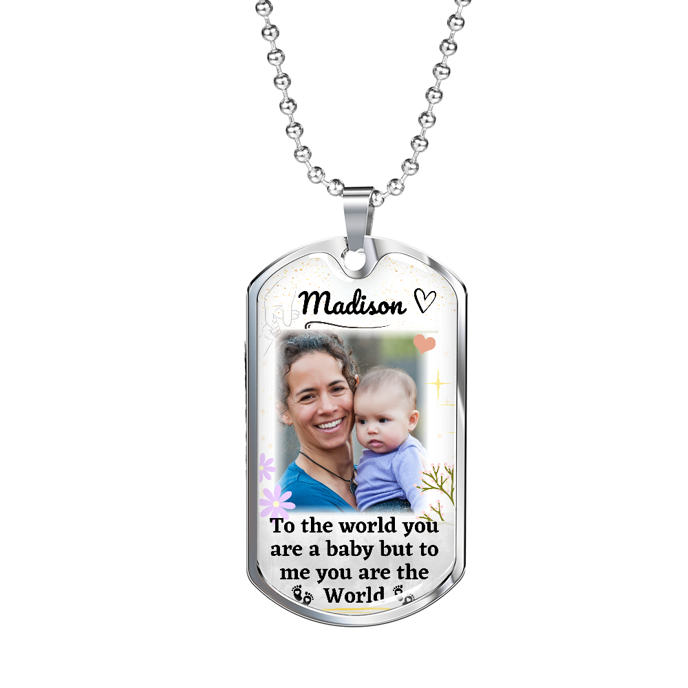 Custom Name and Photo World Dog-tag Necklace