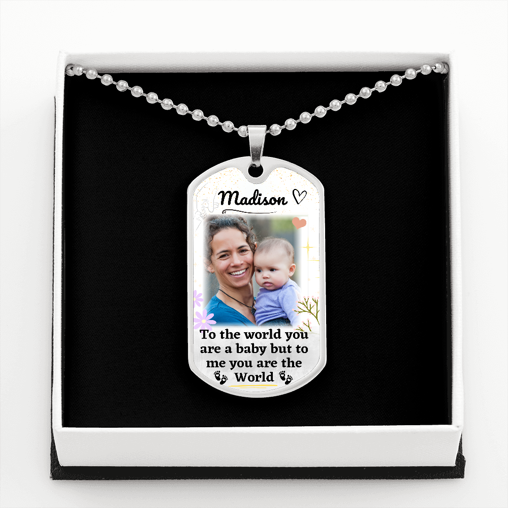 Custom Name and Photo World Dog-tag Necklace
