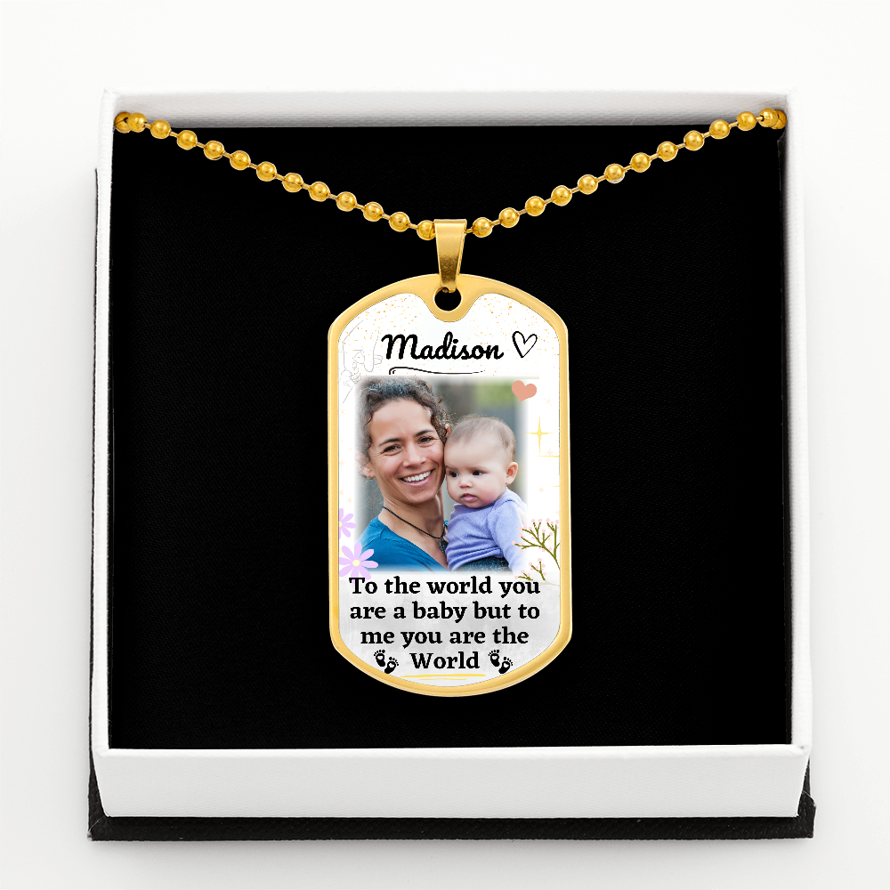Custom Name and Photo World Dog-tag Necklace