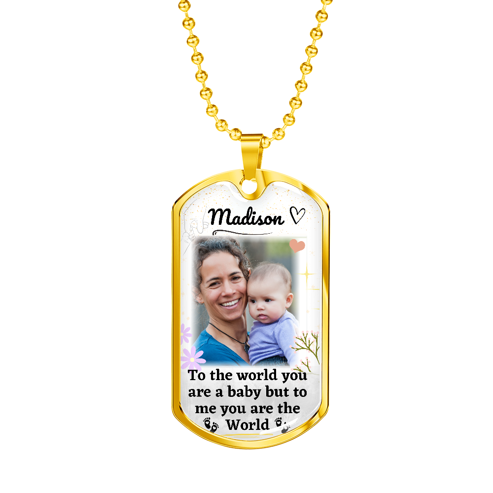 Custom Name and Photo World Dog-tag Necklace